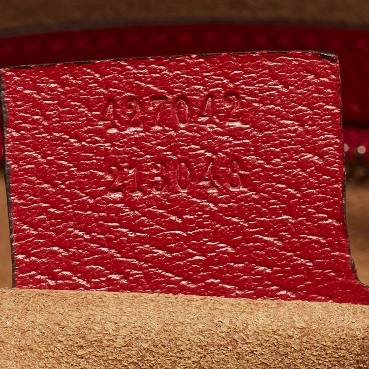 Pre Owned Gucci Red/Beige/GG Supreme Canvas and Leather Small Tian Print Backpack