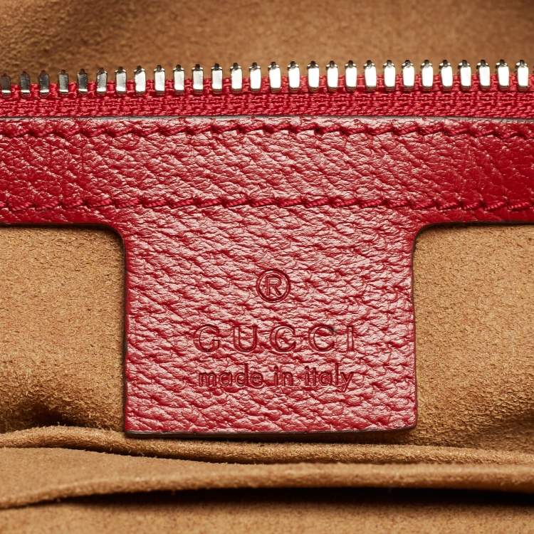 Pre Owned Gucci Red/Beige/GG Supreme Canvas and Leather Small Tian Print Backpack