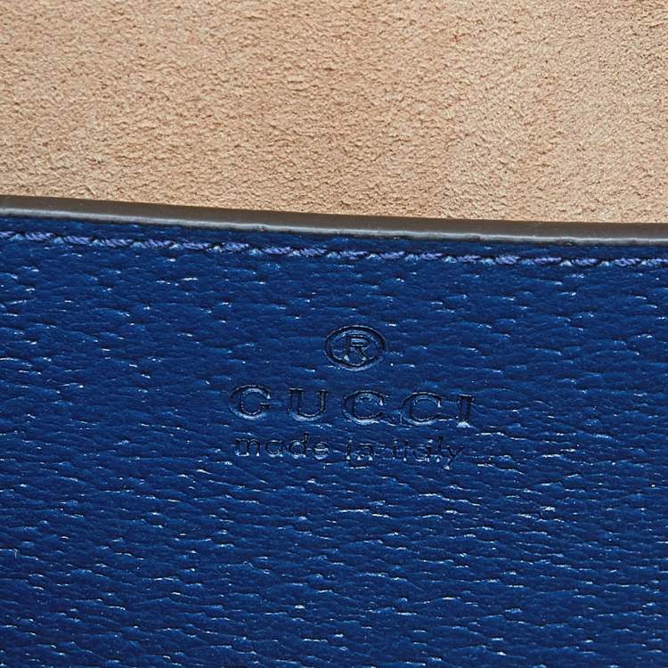 Pre Owned Gucci Navy Blue Leather Small Diana Tote
