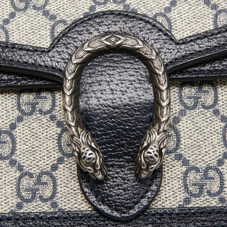 Pre Owned Gucci Beige/Blue GG Supreme Canvas and Leather Super Mini Dionysus Shoulder Bag