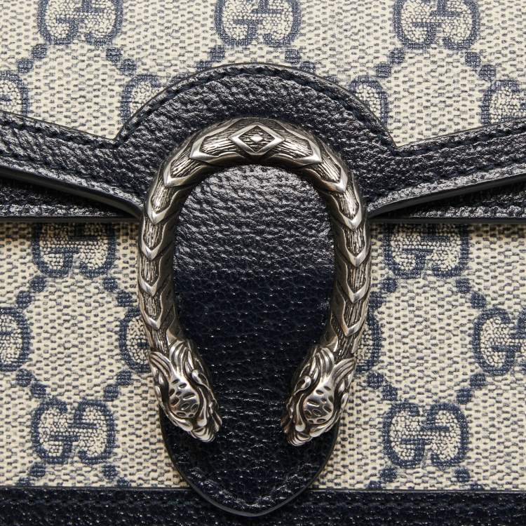 Pre Owned Gucci Beige/Blue GG Supreme Canvas and Leather Super Mini Dionysus Shoulder Bag