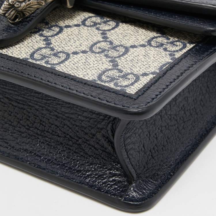 Pre Owned Gucci Beige/Blue GG Supreme Canvas and Leather Super Mini Dionysus Shoulder Bag