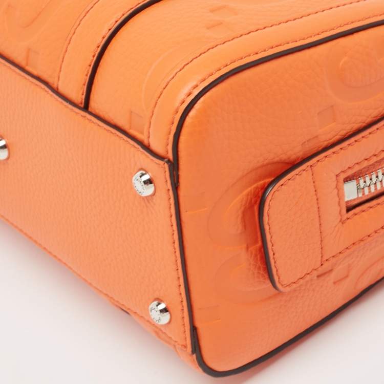 Pre Owned Gucci Orange Jumbo GG Leather Mini Duffle Bag