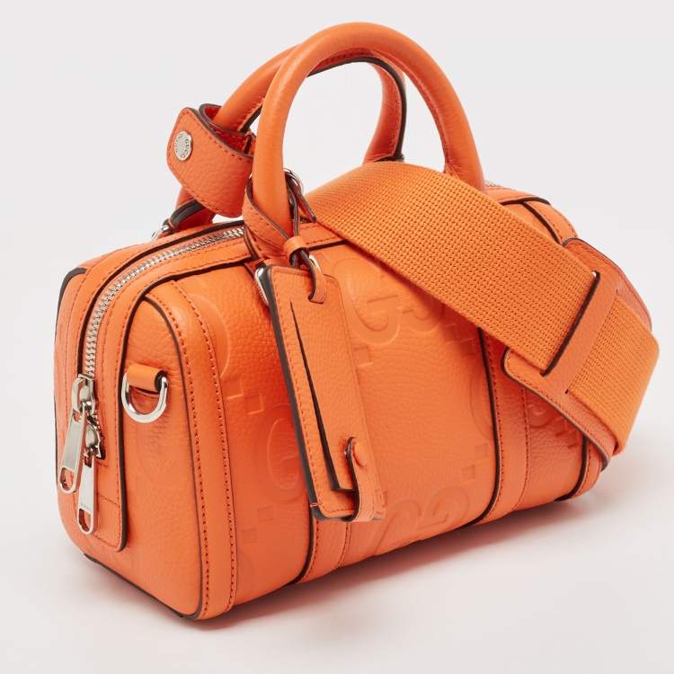 Pre Owned Gucci Orange Jumbo GG Leather Mini Duffle Bag