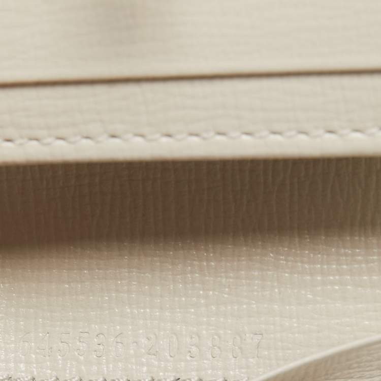 Pre Owned Gucci Beige/Off White GG Supreme Canvas and Leather Jackie 1961 Compact Wallet