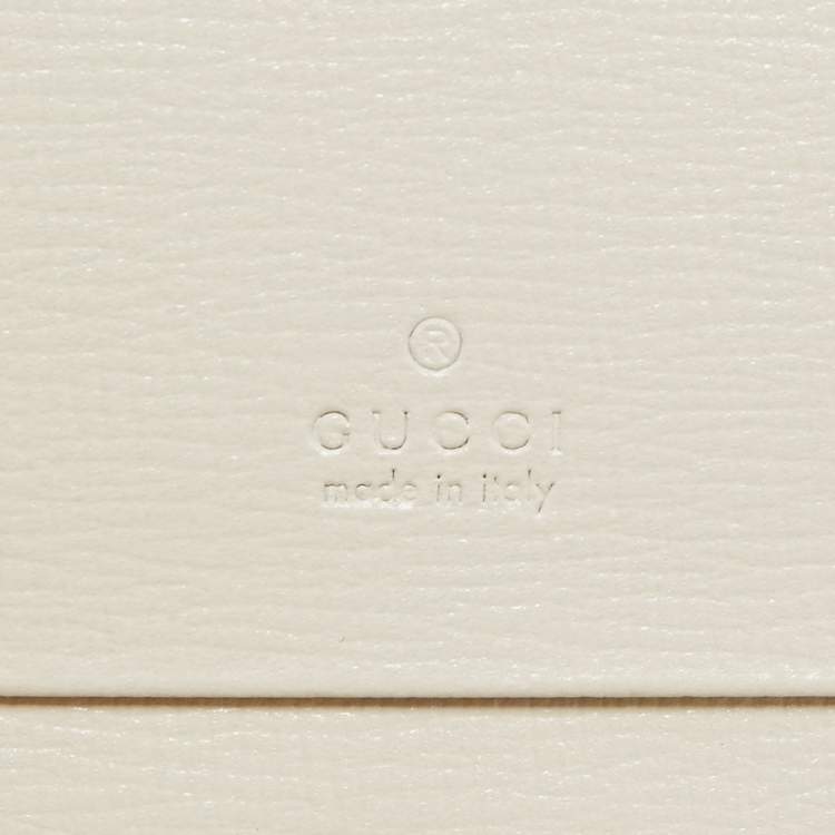 Pre Owned Gucci Beige/Off White GG Supreme Canvas and Leather Jackie 1961 Compact Wallet