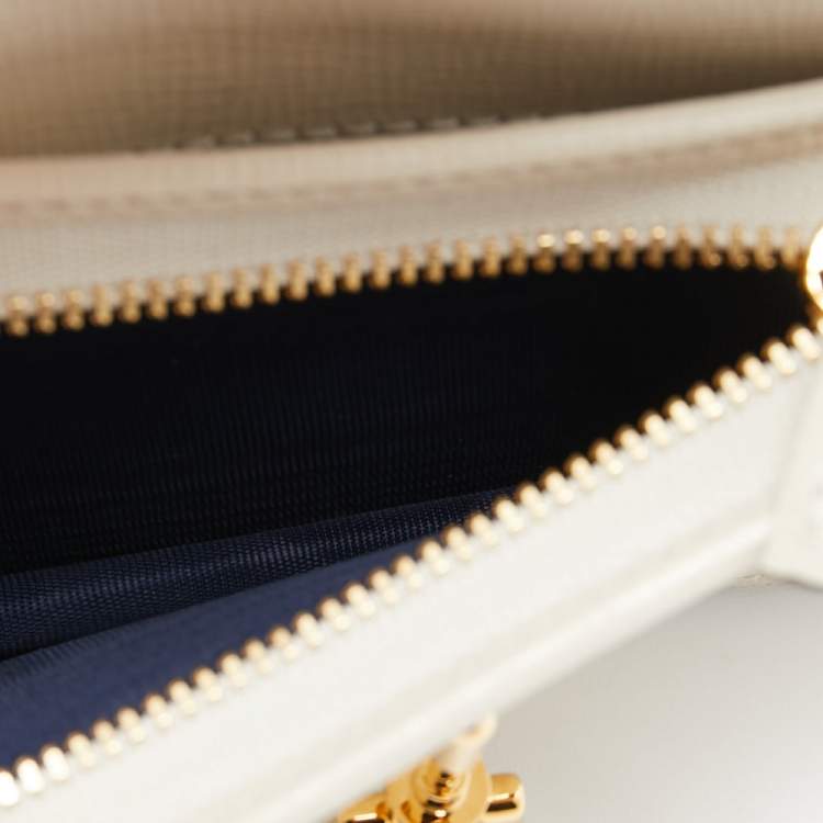 Pre Owned Gucci Beige/Off White GG Supreme Canvas and Leather Jackie 1961 Compact Wallet