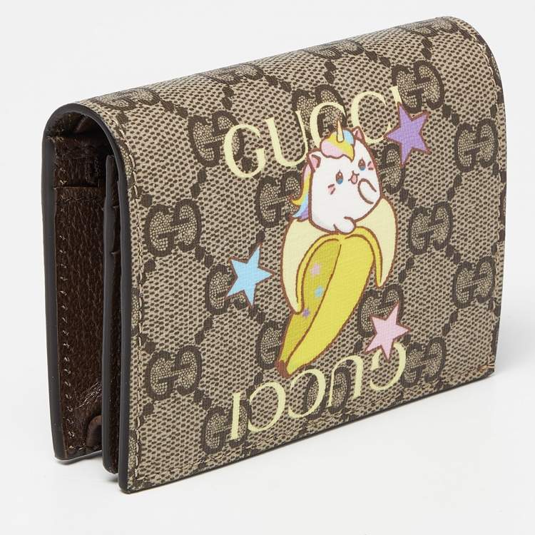 مملوكة مسبقًا Gucci Beige GG Supreme Canvas Rainbow and Stars Bananya Card Case