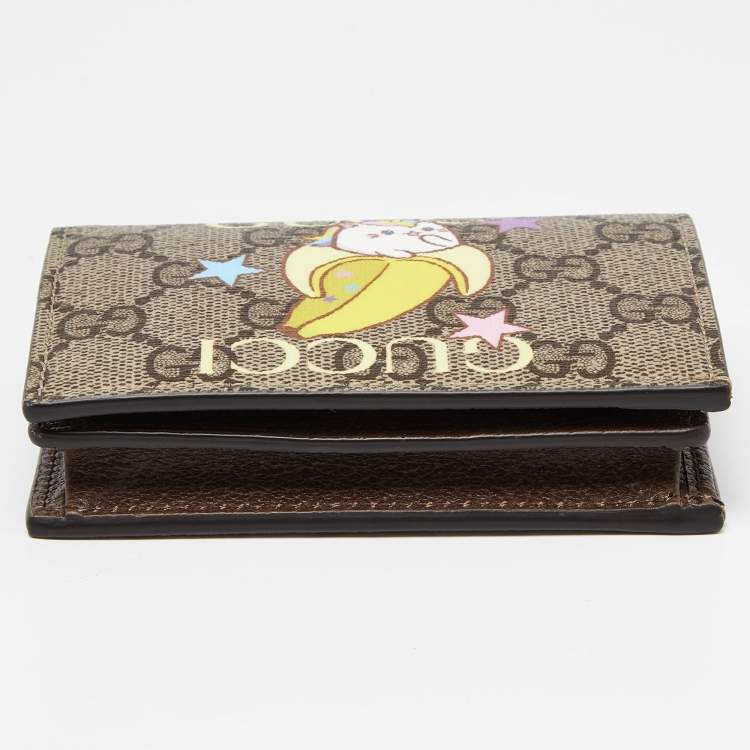 مملوكة مسبقًا Gucci Beige GG Supreme Canvas Rainbow and Stars Bananya Card Case