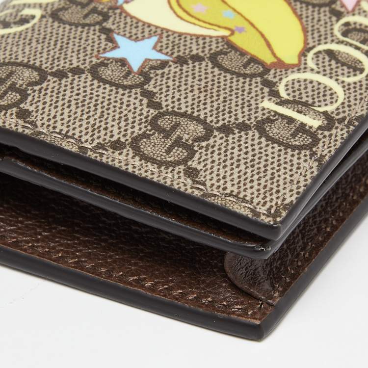 مملوكة مسبقًا Gucci Beige GG Supreme Canvas Rainbow and Stars Bananya Card Case