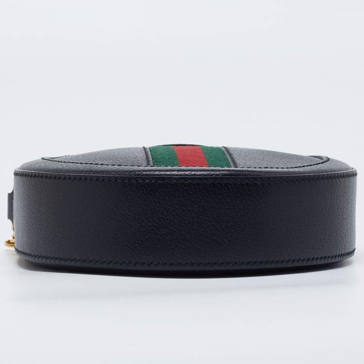 Pre Owned Gucci Black Leather Mini Ophidia Round Shoulder Bag