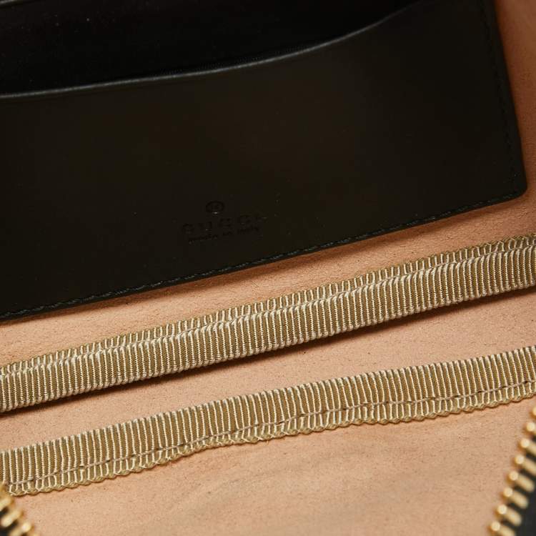Pre Owned Gucci Black/Navy Blue Suede and Patent Leather Ophidia Belt Bag