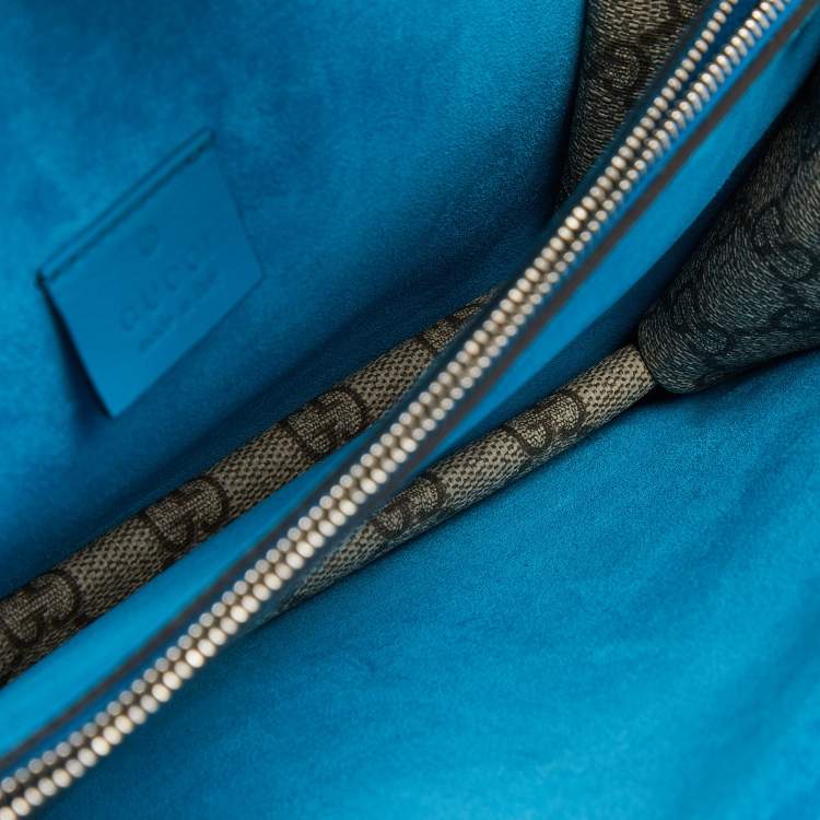 Pre Owned Gucci Beige/Blue GG Supreme Canvas and Suede Small Dionysus Shoulder Bag