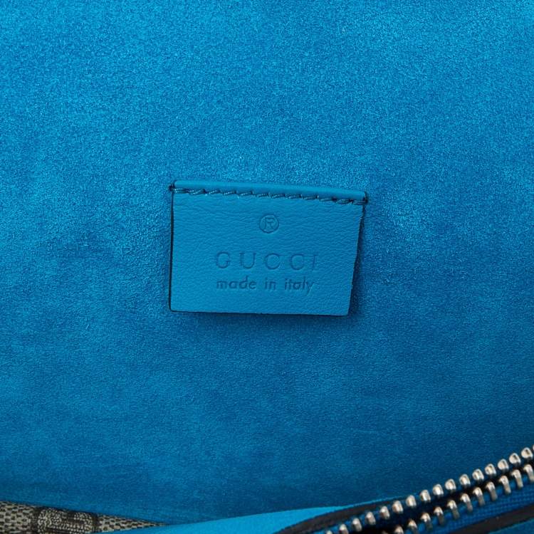 Pre Owned Gucci Beige/Blue GG Supreme Canvas and Suede Small Dionysus Shoulder Bag