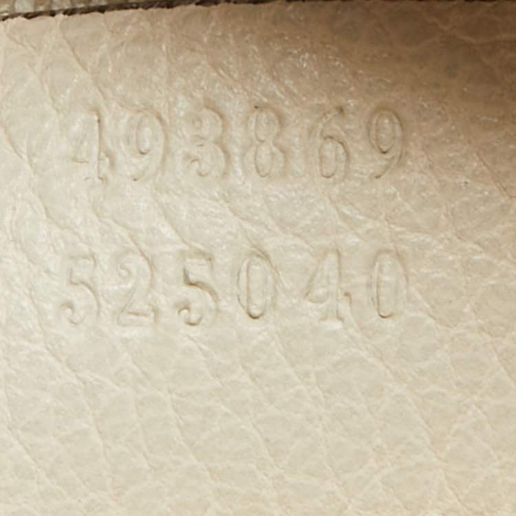 Pre Owned Gucci Cream Pebbled Leather Logo Web Belt Bag