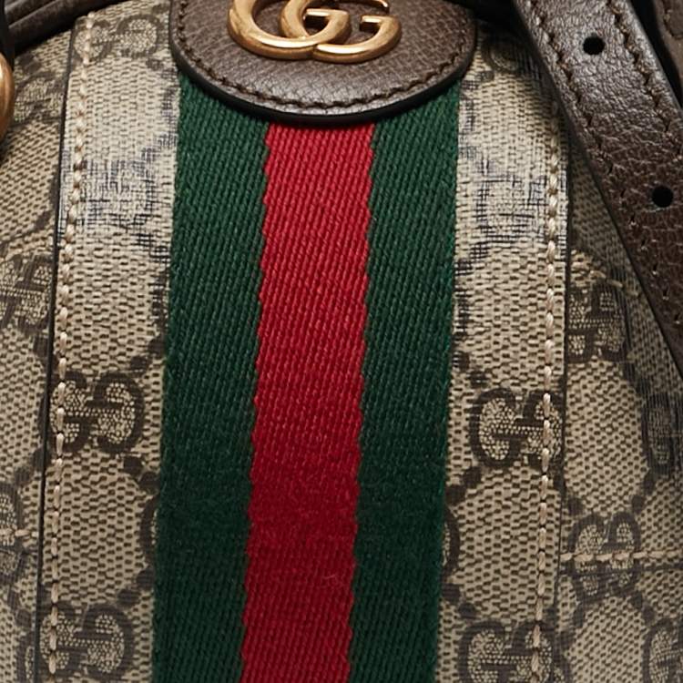 Pre Owned Gucci Beige/Ebony GG Supreme Canvas Mini Ophidia Basketball Bag