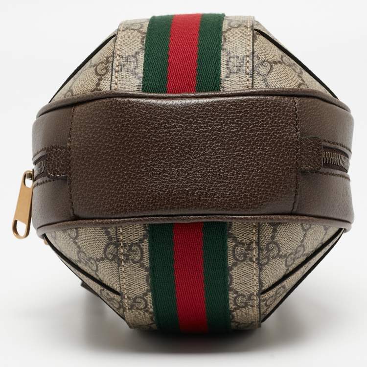 Pre Owned Gucci Beige/Ebony GG Supreme Canvas Mini Ophidia Basketball Bag
