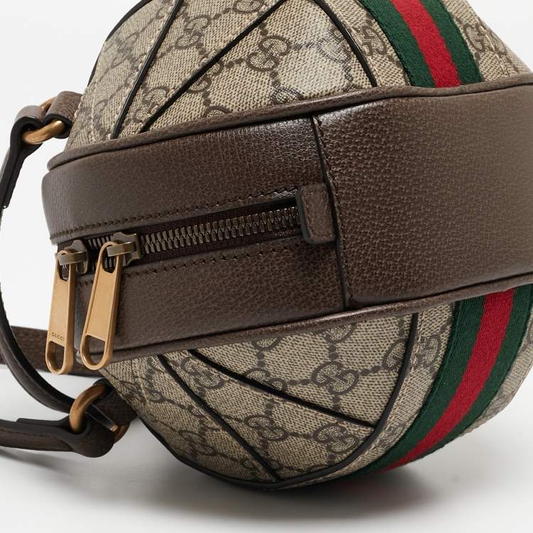Pre Owned Gucci Beige/Ebony GG Supreme Canvas Mini Ophidia Basketball Bag