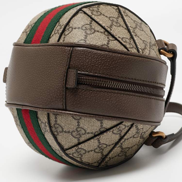 Pre Owned Gucci Beige/Ebony GG Supreme Canvas Mini Ophidia Basketball Bag
