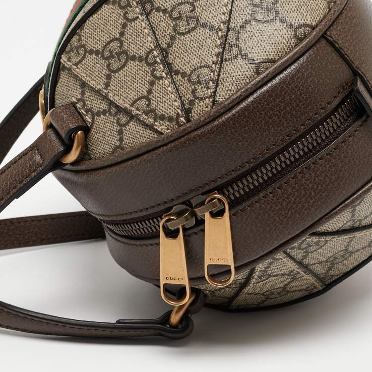 Pre Owned Gucci Beige/Ebony GG Supreme Canvas Mini Ophidia Basketball Bag
