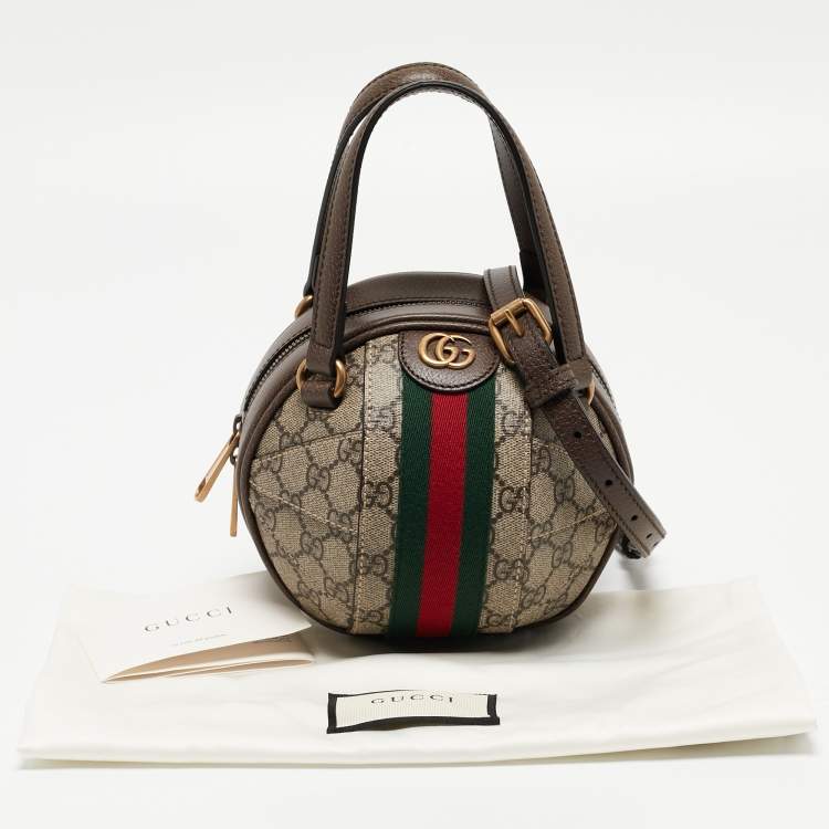 Pre Owned Gucci Beige/Ebony GG Supreme Canvas Mini Ophidia Basketball Bag