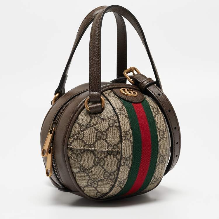 Pre Owned Gucci Beige/Ebony GG Supreme Canvas Mini Ophidia Basketball Bag