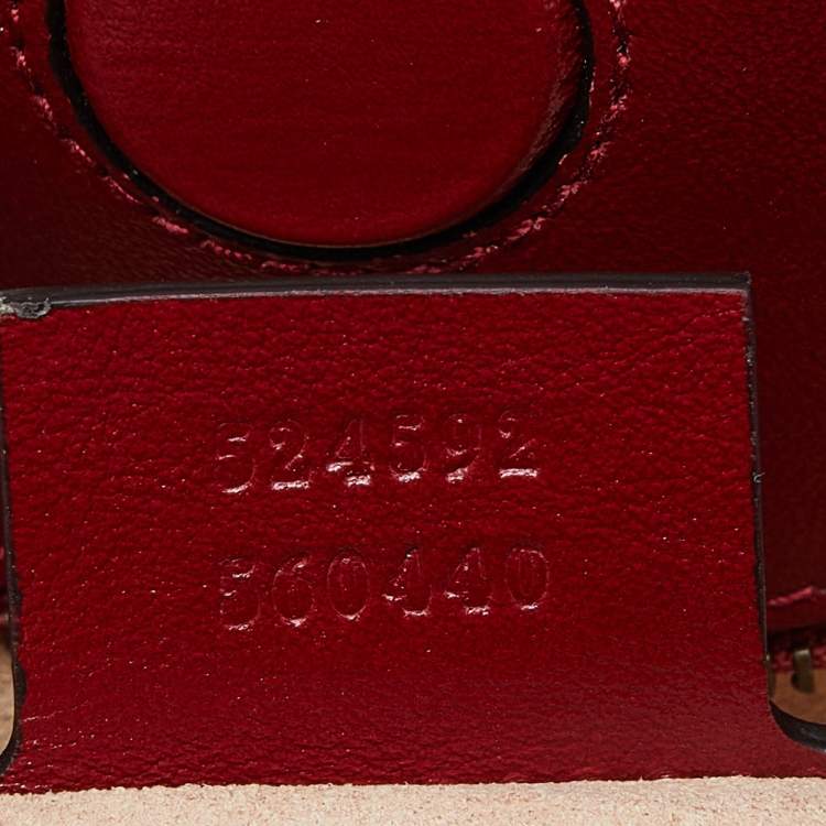 Pre Owned Gucci Red Matelassé Leather Medium GG Marmont Chain Bag
