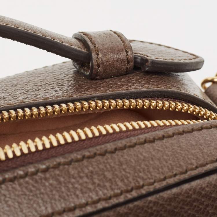 Pre Owned Gucci Beige/Ebony GG Supreme Canvas and Leather Mini Ophidia Top Handle Bag
