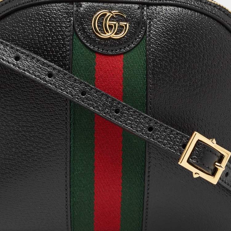 Pre Owned Gucci Black Leather Small Web Ophidia GG Shoulder Bag