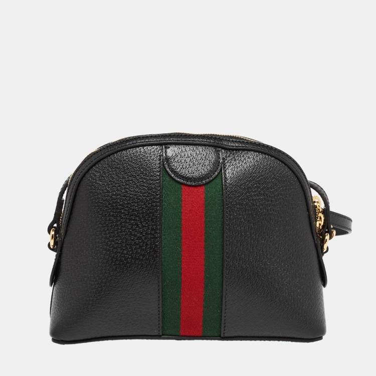 Pre Owned Gucci Black Leather Small Web Ophidia GG Shoulder Bag