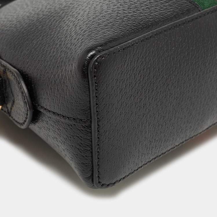 Pre Owned Gucci Black Leather Small Web Ophidia GG Shoulder Bag