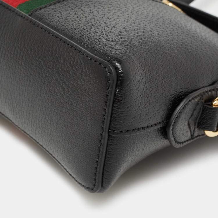Pre Owned Gucci Black Leather Small Web Ophidia GG Shoulder Bag