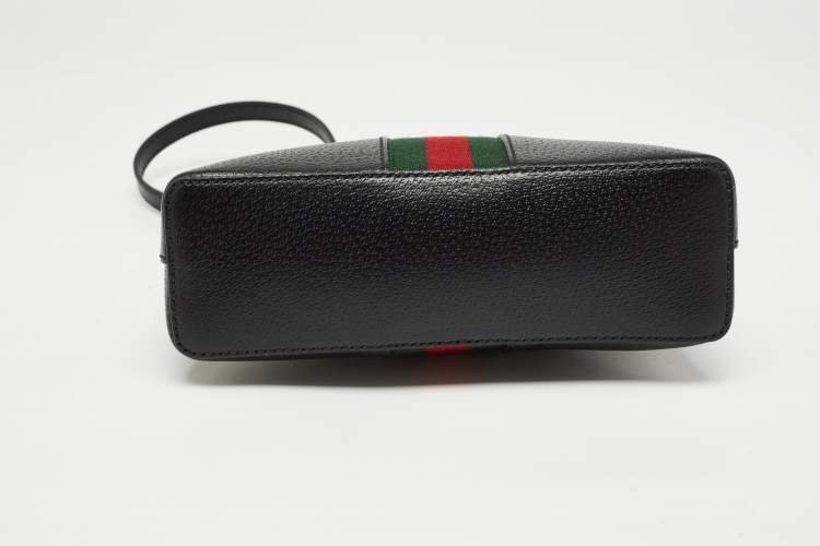 Pre Owned Gucci Black Leather Small Web Ophidia GG Shoulder Bag