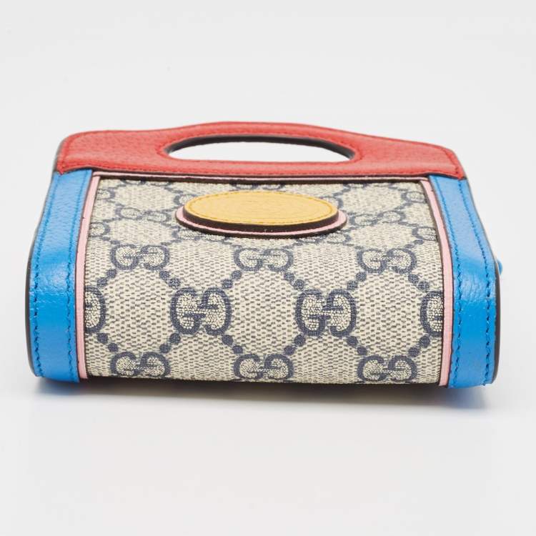 Pre Owned Gucci Multicolor GG Supreme Canvas and Leather Wallet On Chain