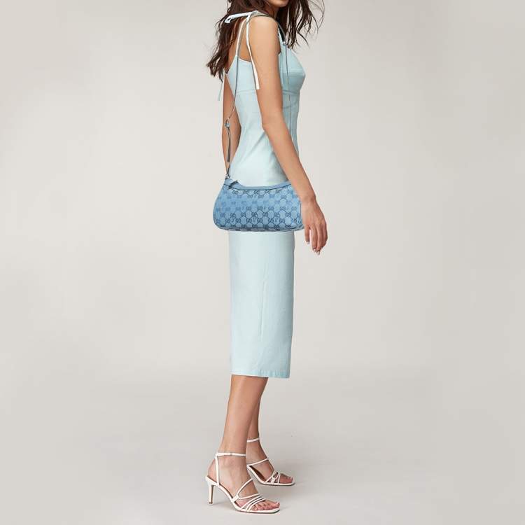 مملوكة مسبقًا Gucci x Palace Blue GG-P Canvas Half-Moon Mini Bag