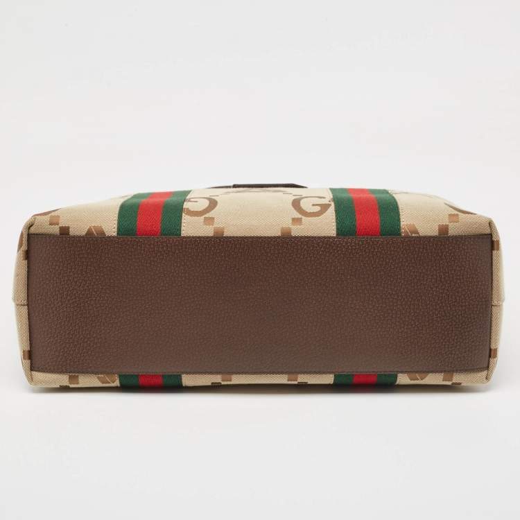Pre Owned Gucci x Palace Beige/Brown Jumbo GG Canvas Medium Shopper Tote