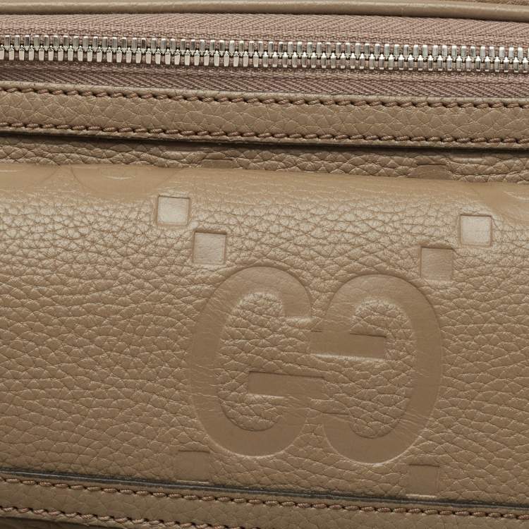 Pre Owned Gucci Beige GG Emblematic Jumbo Leather Belt Bag