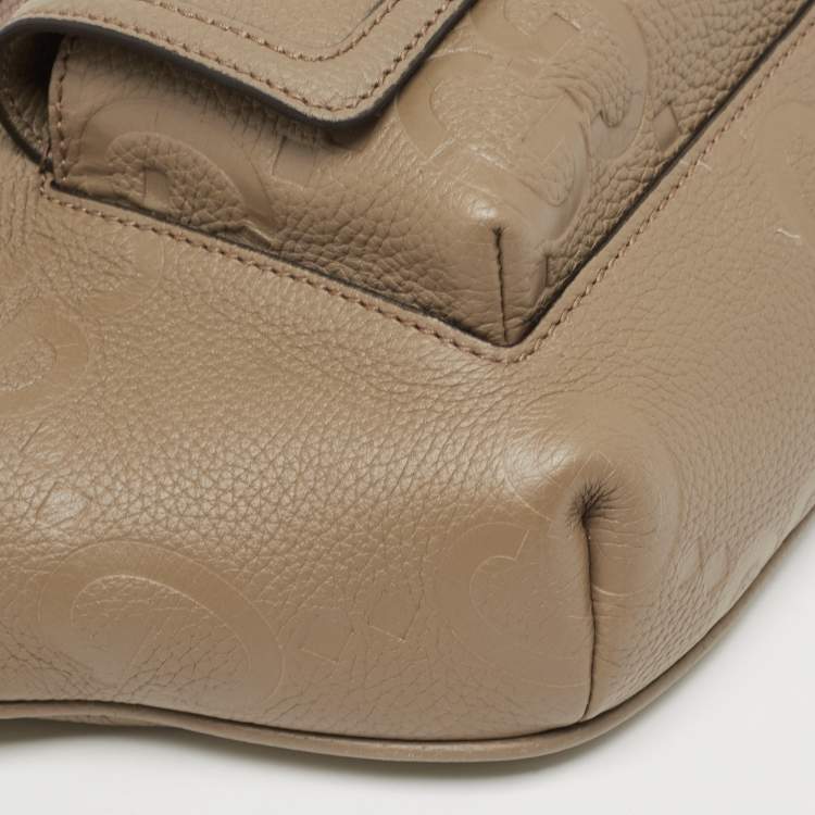Pre Owned Gucci Beige GG Emblematic Jumbo Leather Belt Bag