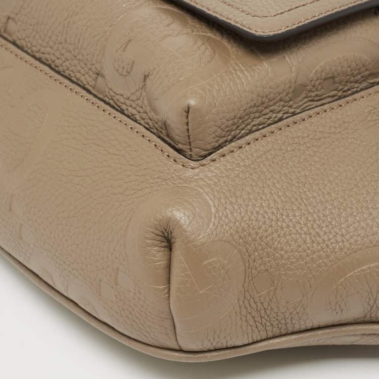 Pre Owned Gucci Beige GG Emblematic Jumbo Leather Belt Bag