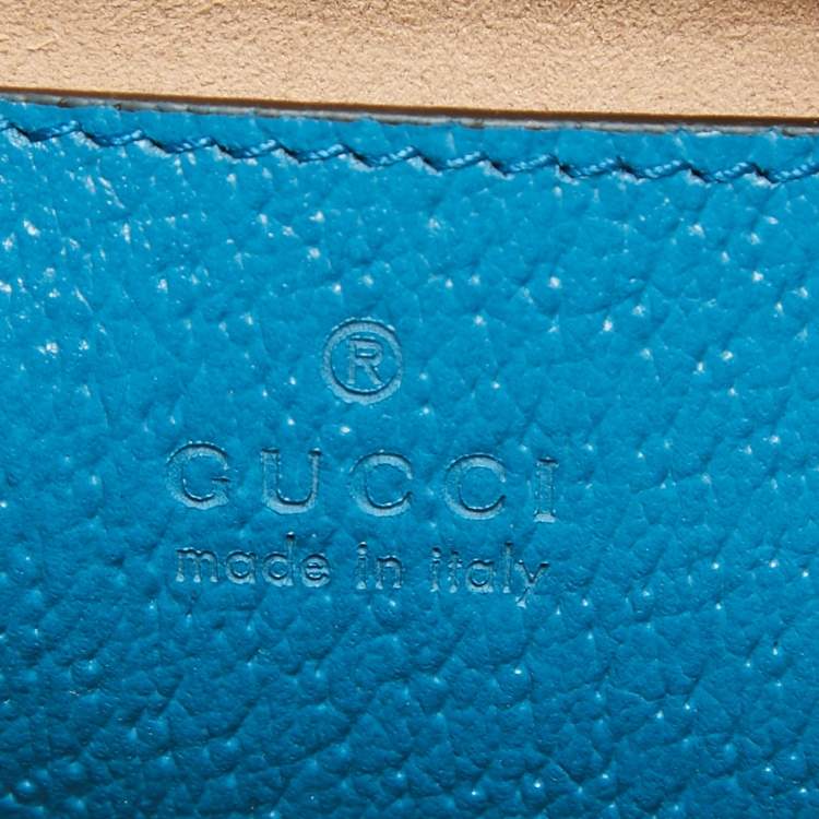 Pre Owned Gucci Blue Leather Mini Bamboo Diana Dome Satchel
