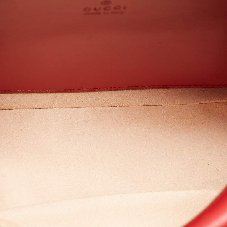 Pre Owned Gucci Red Matelassé Leather Small GG Marmont Shoulder Bag