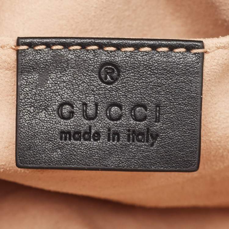 Pre Owned Gucci Black Matelassé Leather GG Marmont Belt Bag