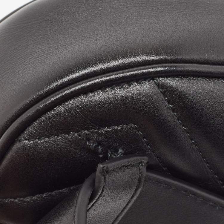 Pre Owned Gucci Black Matelassé Leather GG Marmont Belt Bag