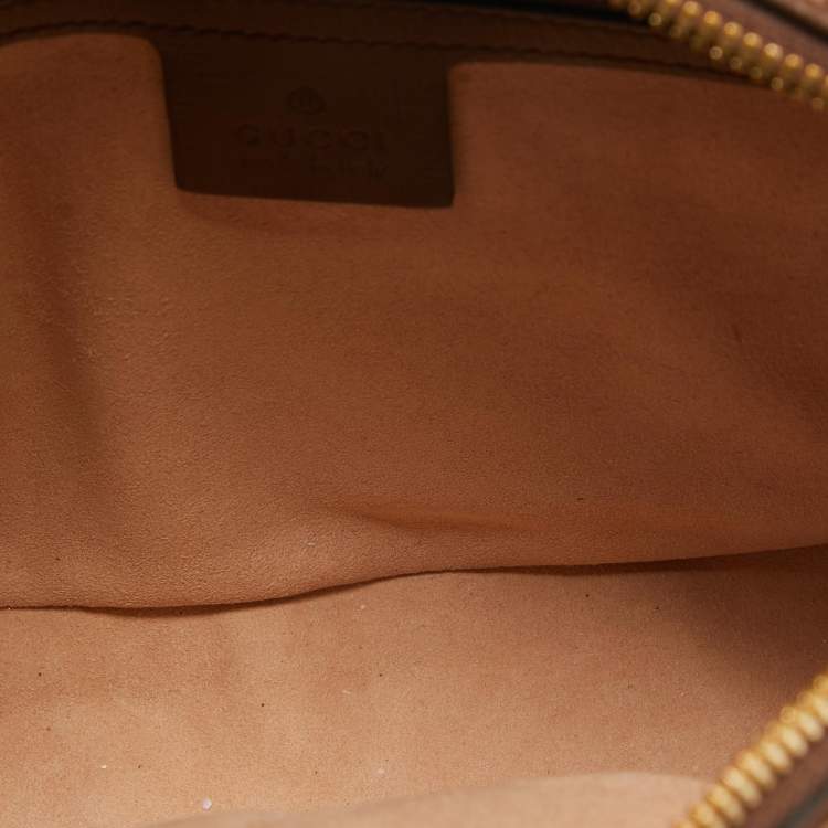 Pre Owned Gucci Beige/Brown GG Supreme Canvas and Leather Small Horsebit 1955 Shoulder Bag