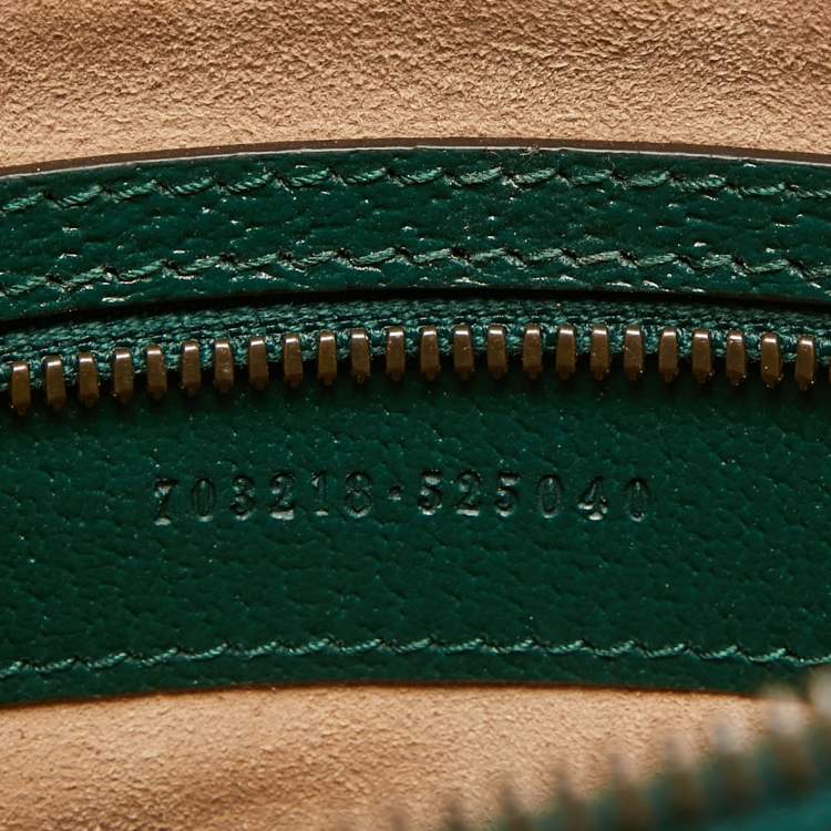 Pre Owned Gucci Green Leather Large Bamboo Diana Tote