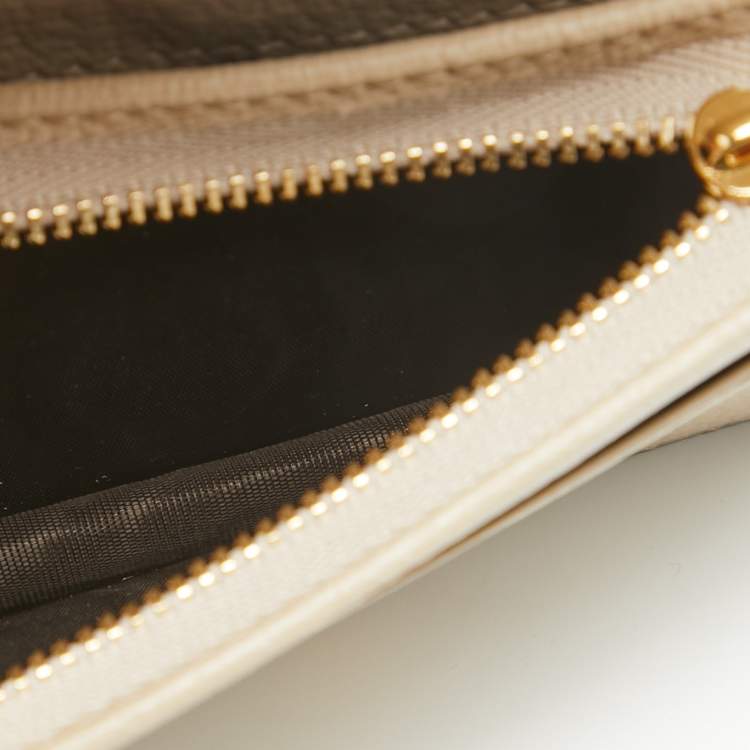 Pre Owned Gucci Beige/Off White GG Supreme Canvas Web Ophidia Card Case Wallet