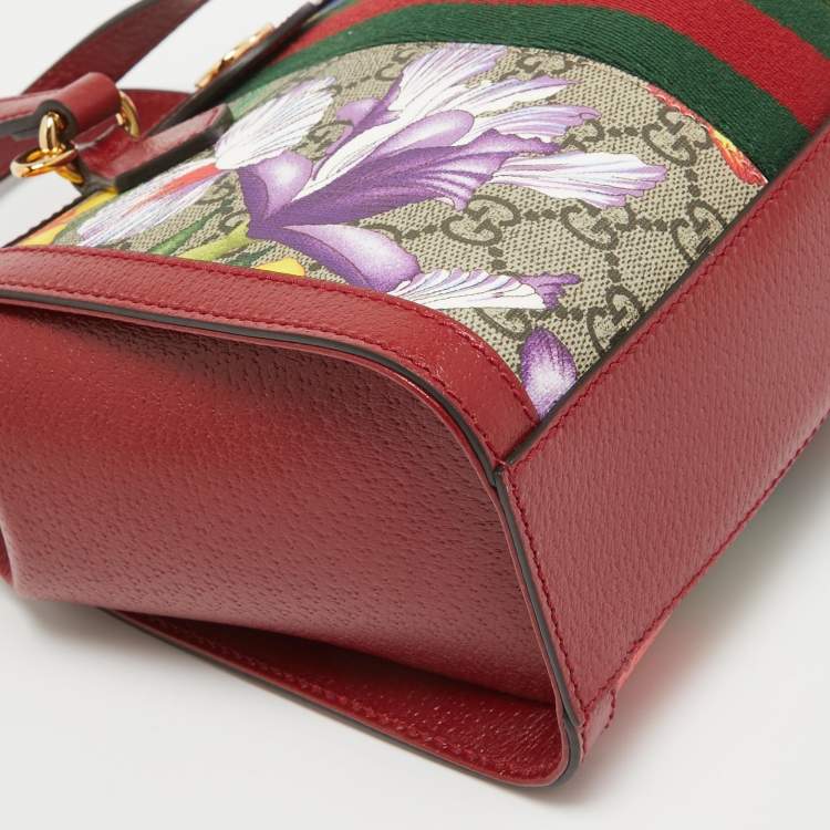 Pre Owned Gucci Multicolor Floral GG Supreme Canvas Small Ophidia Tote