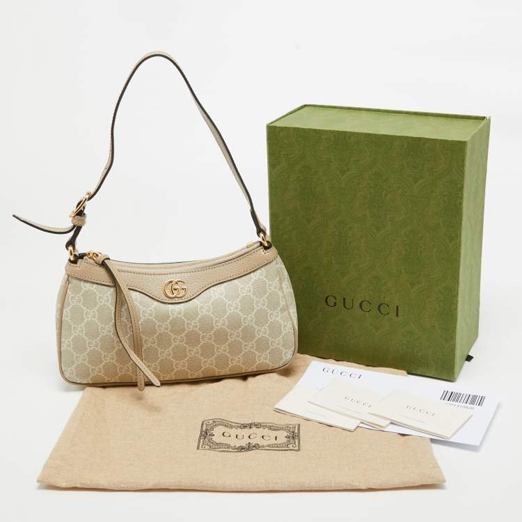 Pre Owned Gucci Beige/White GG Supreme Canvas Small Ophidia Bag