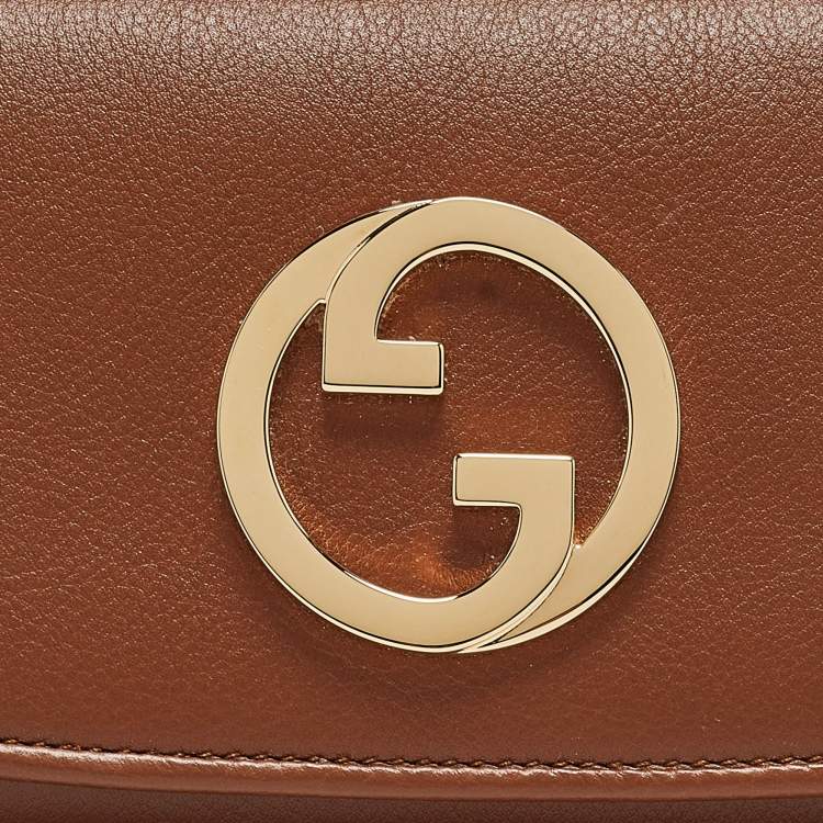 Pre Owned Gucci Brown Leather Blondie Wallet on Chain