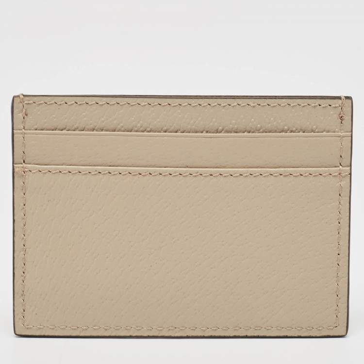 Pre Owned Gucci Light Beige Leather Horsebit Card Case